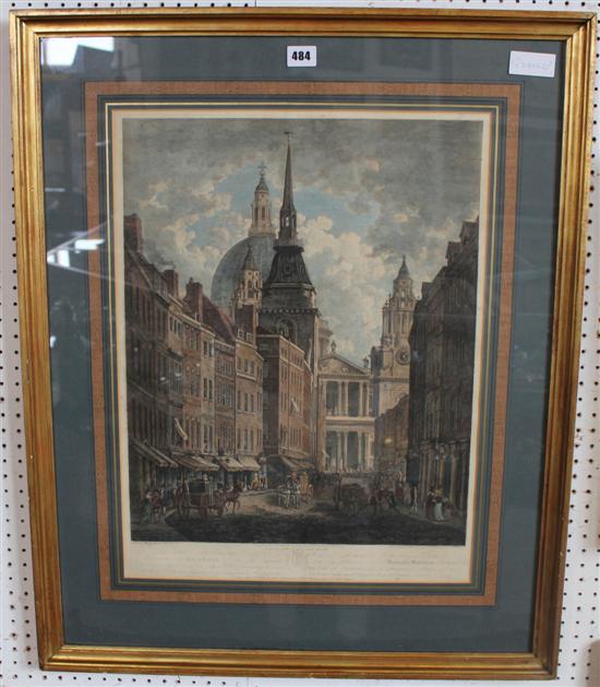 18th century William Marlow print West of St Pauls, London